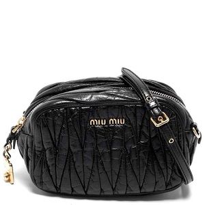 Miu Miu Black Matelasse Leather Zip Crossbody/Shoulder Bag